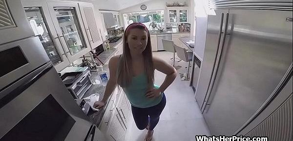 Riding maids tight teen pussy while wife is not around